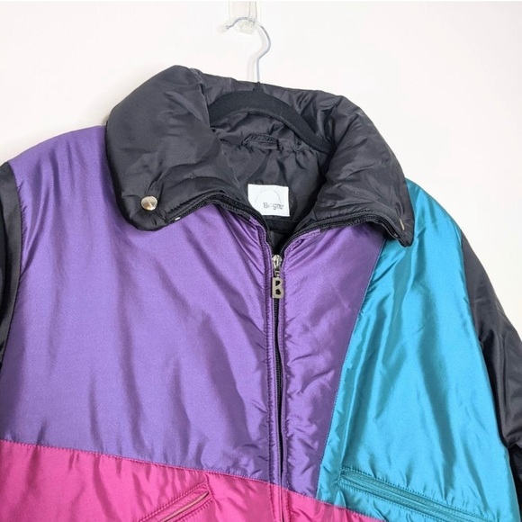 Vintage Bogner Ski Snow Puffer Jacket Black Purple Pink Teal 12 RUNS SMALL - Picture 3 of 13
